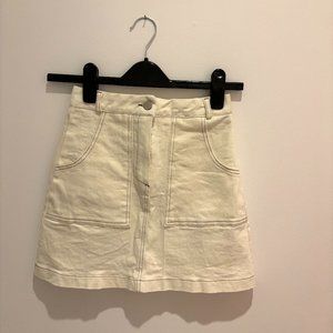 Oak and Fort Cream and Brown Mini Skirt (Size Small)